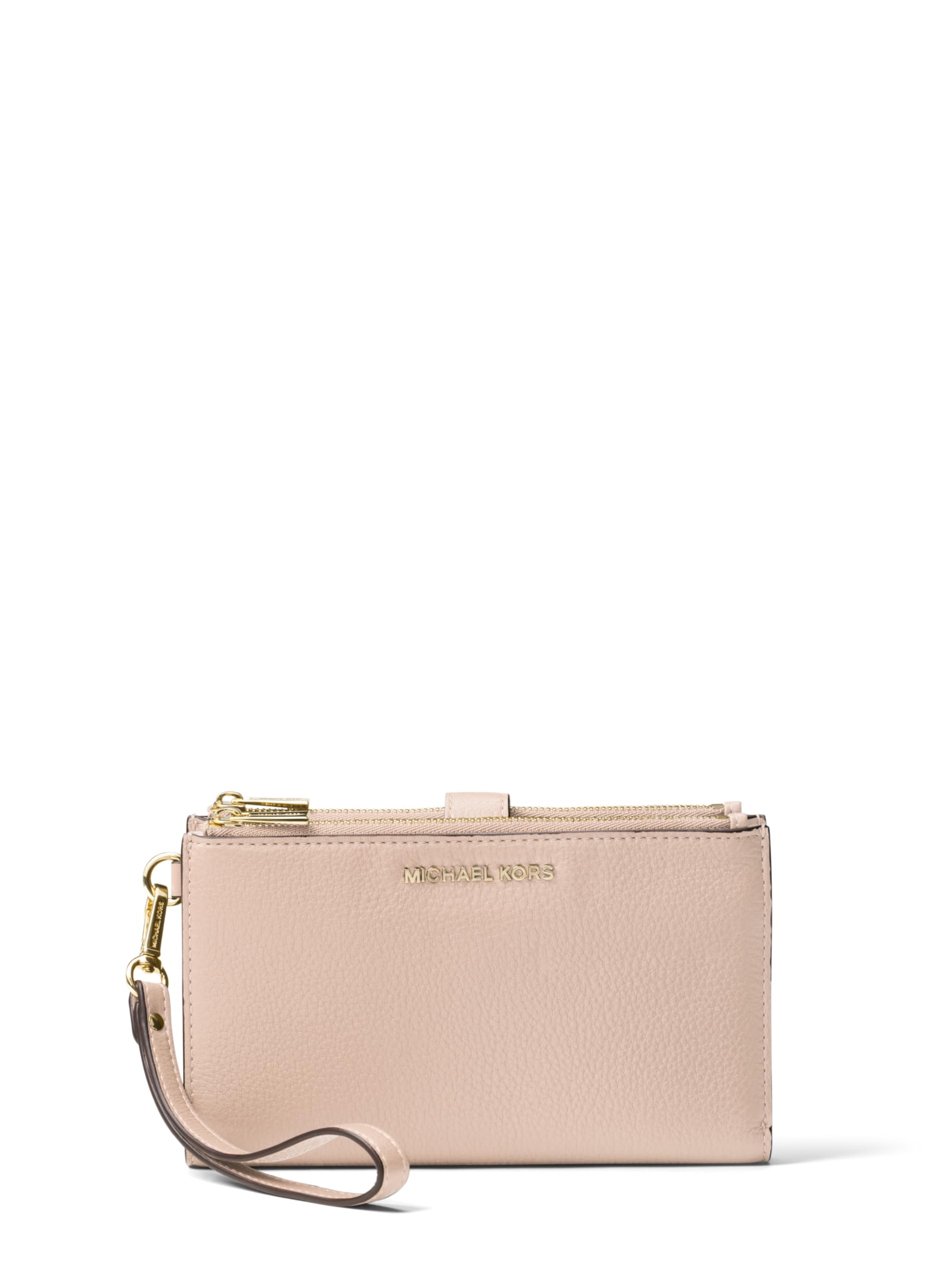 Michael Kors Women’s Jet Set Double Zip Wristlet, Gold-Tone Hardware/Soft Pink
