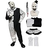 Art the Clown Costume Clown Jumpsuit Men Women Outfit Black White Bodysuit Full Set Halloween Costume With Mask