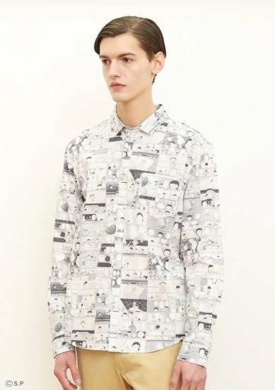 Amazon グラニフ Graniph コラボレーション長袖シャツb コミックパターン ちびまる子ちゃん ホワイト L シャツ 通販