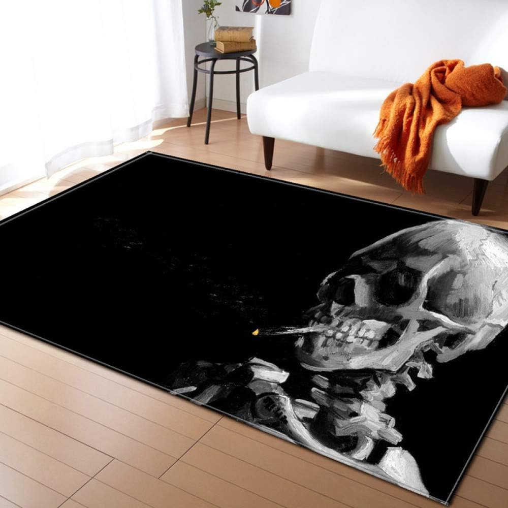KFEKDT 3D Printed Skull Pattern Soft Carpet for Living Room Area Sofa Sofa Non-Slip Floor Mat Children Room Rug Home Decor Rug A2 80x160cm