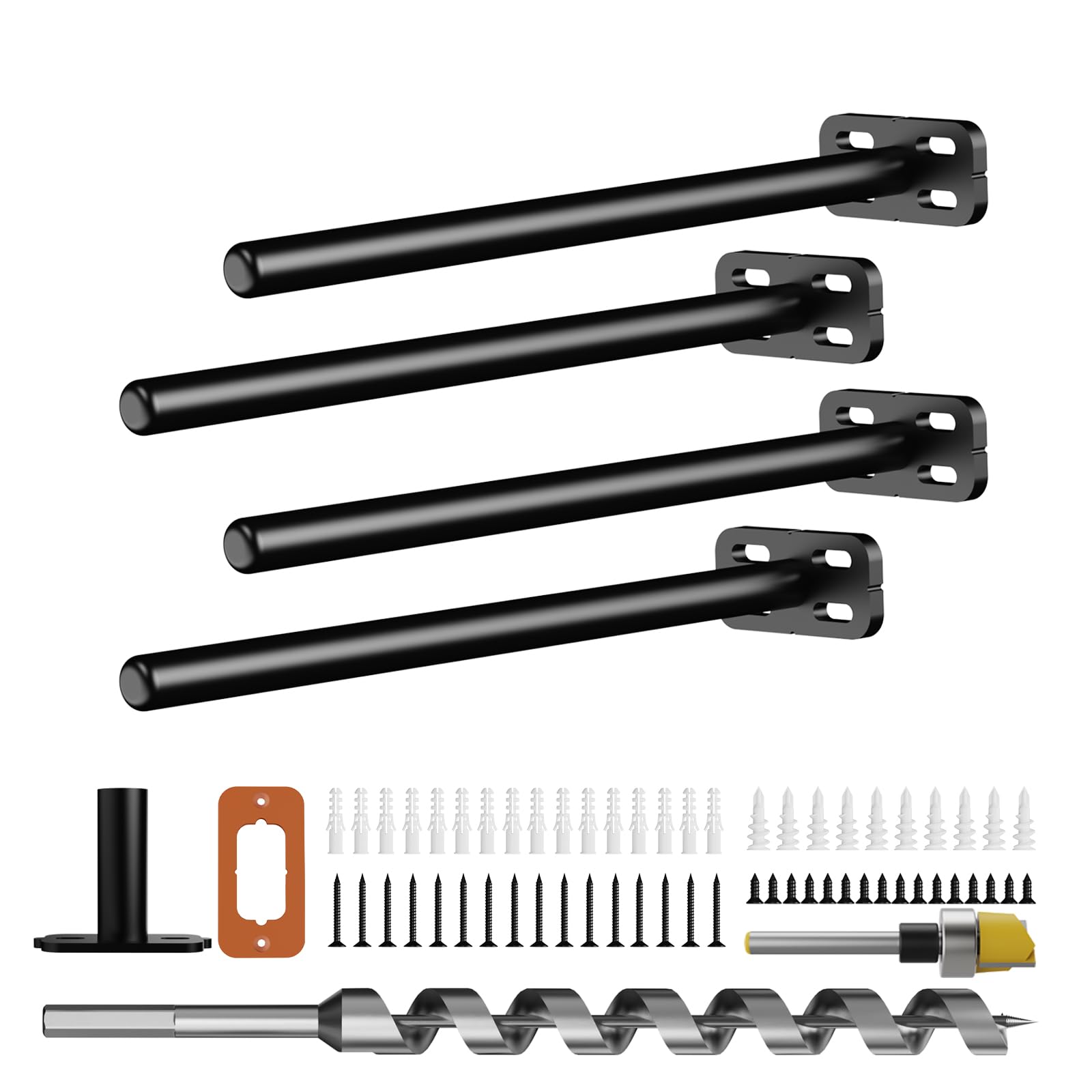 Photo 1 of 4pcs Wall Shelf Brackets Heavy Duty Floating Shelf Bracket Hidden,Invisible Black Shelving Brackets Decorative Floating Shelf Hardware Heavy Duty,Metal Shelf Support Bracket(8"-4pcs)