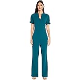Maggy London womens Stylish Notch Neck Jumpsuit With Ruffle Sleeve Detail | Jumpsuits for Women Dressy