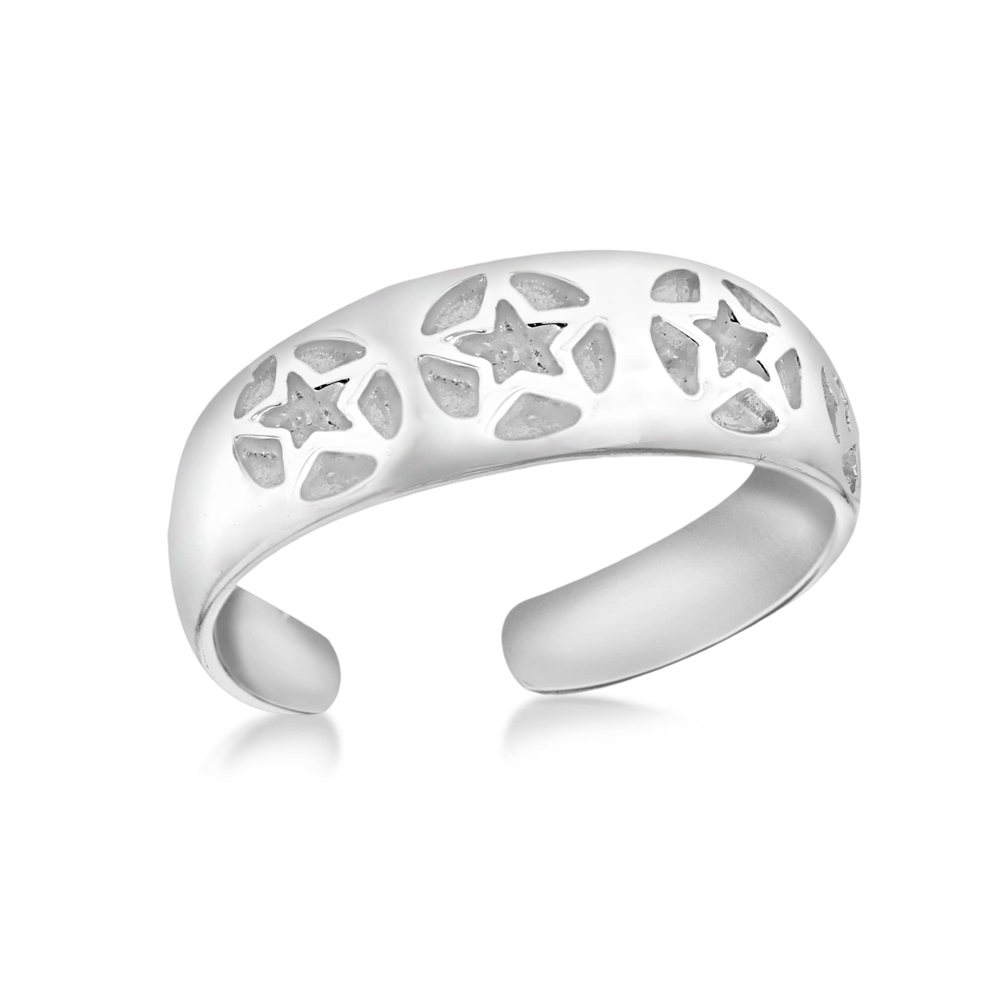 Tuscany Silver Women's Sterling Silver Star Patterned Toe Ring