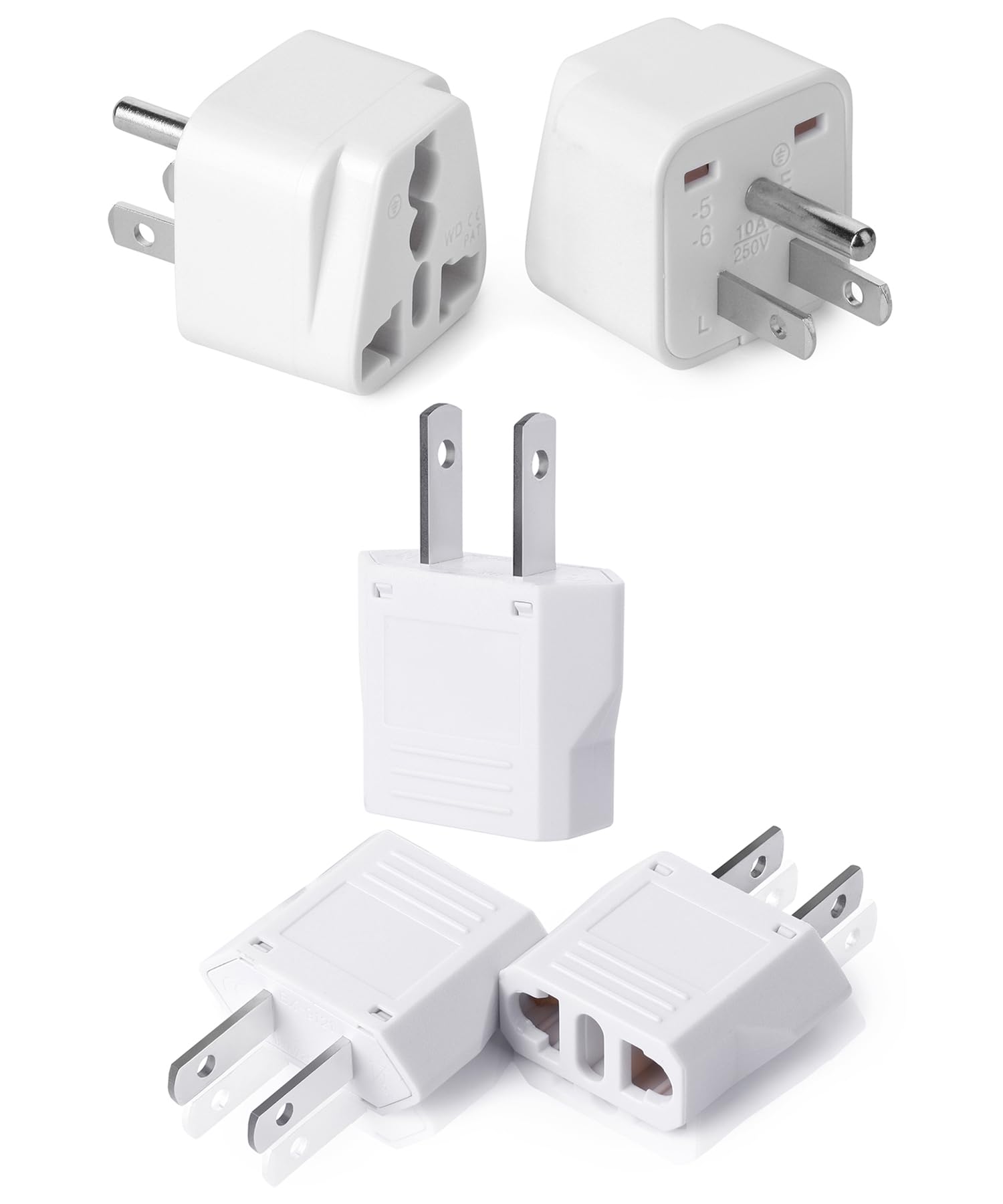 Photo 1 of Bates 5 Pack Type A & B European to US Plug Adapter