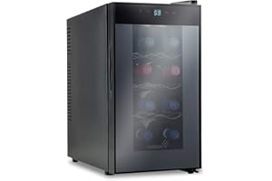 Ivation 8 Bottle Red And White Wine Thermoelectric Wine Cooler/Chiller Counter Top Wine Cellar with Digital Temperature Display, Freestanding Refrigerator Smoked Glass Door Quiet Operation Fridge