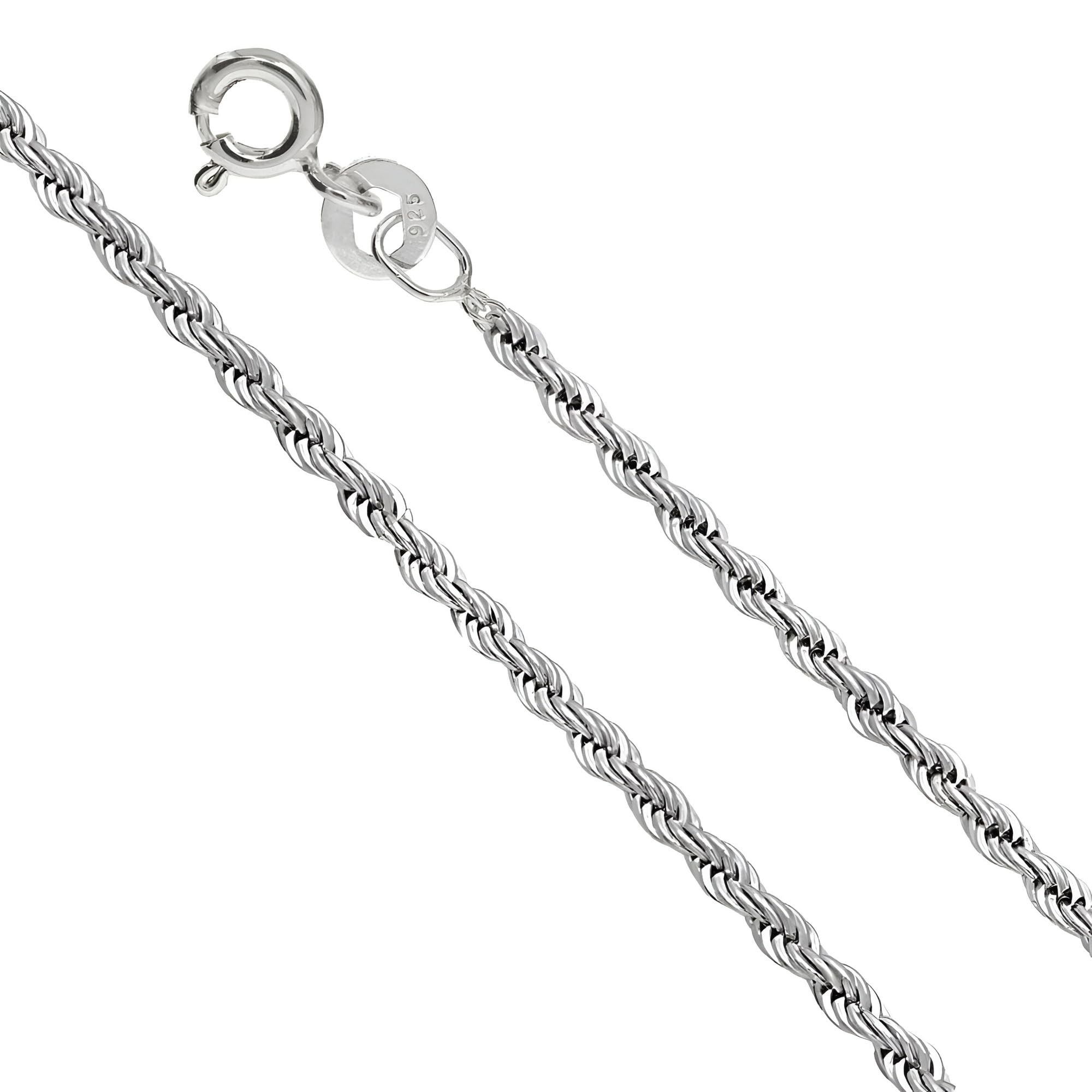 Designer Inspirations Boutique 18" Inch Sterling Silver 2 mm Wide Rope Chain Necklace for Women Men Unisex - Silver Chain - Weight: 3.9 Grams. SKW40 — image 1