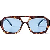 SDINM Trendy Designer Hexagon Aviator Sunglasses for Women Men Retro 70s Square Thick Frame Sun Glasses Shades