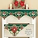 Collections Etc Christmas Green Mantel Scarf Poinsettia Decoration