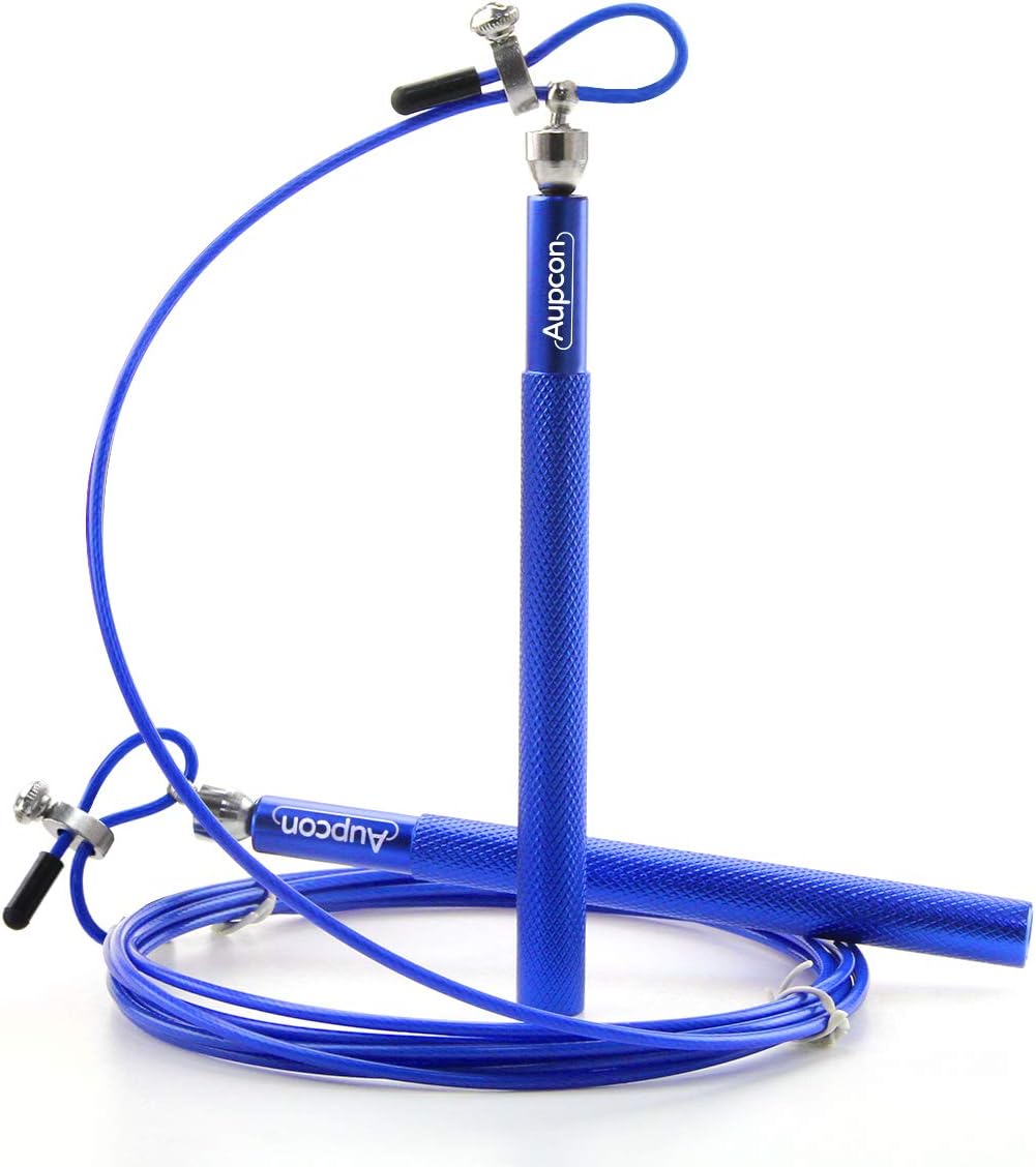 AUPCON Speed Skipping Rope Crossfit - 360° Swivel Ball Bearing Jump Rope Adjustable Workout for Speed Jumping Double Unders, Exercise, WOD, Outdoor, MMA & Boxing Training