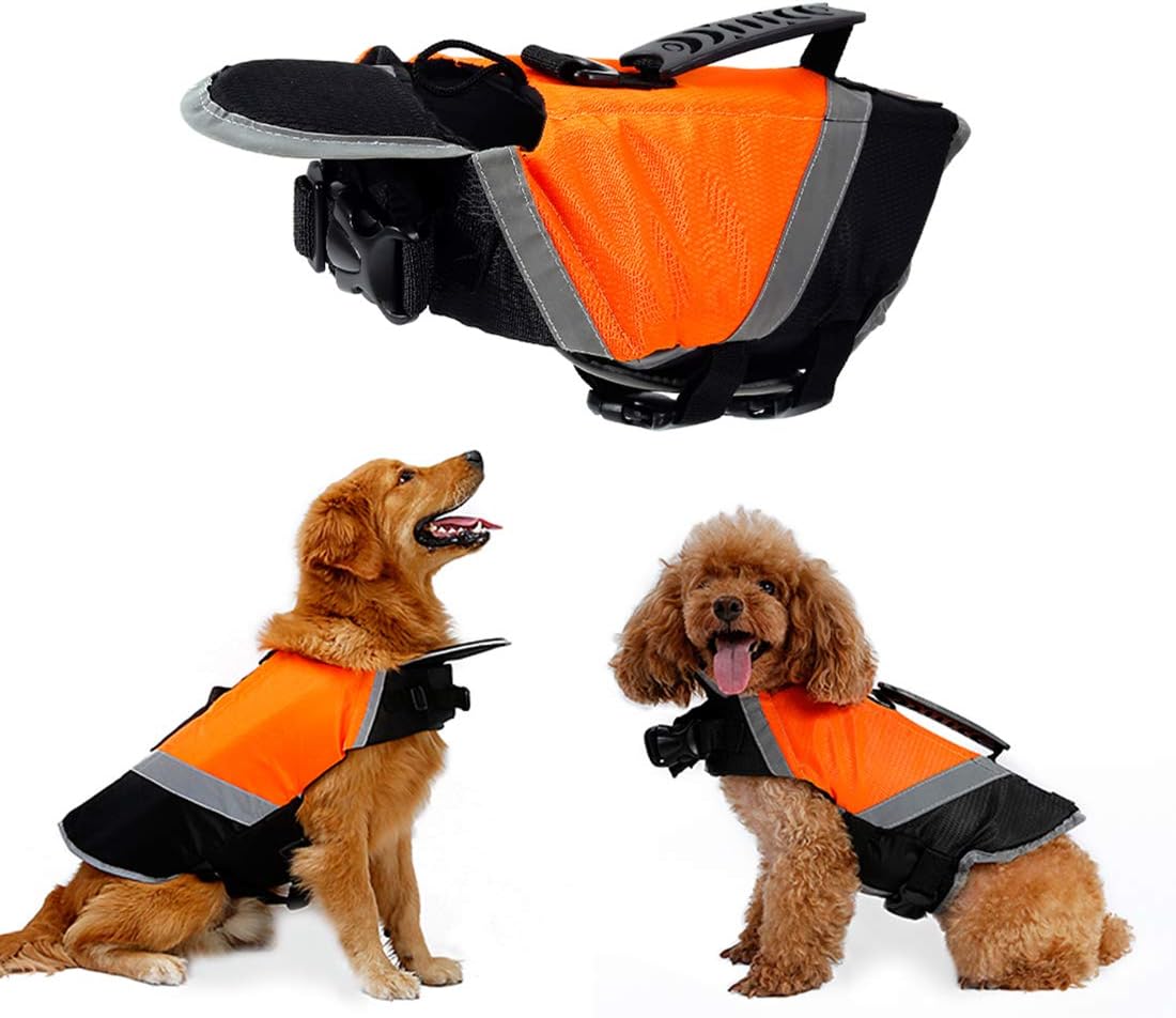 Rantow Dog Life Jacket with Superior Buoyancy & Rescue Handle High