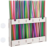 UNICRAFTALE Wooden Straw Holder with Double Sided Adhesive Tape Tumbler Straw Organizer Rack Straw Holder Dispenser Accessories Storage Container Supplies for Kitchen Counter Cabinets