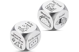GGOJAGST 10th Tin Anniversary Wedding Gifts for Her Him Him Her Anniversary Presents Couples Date Night Gift Boyfriend Funny Date Night Gifts Stocking Stuffers Food Decision Dice Wedding Registry Ideas