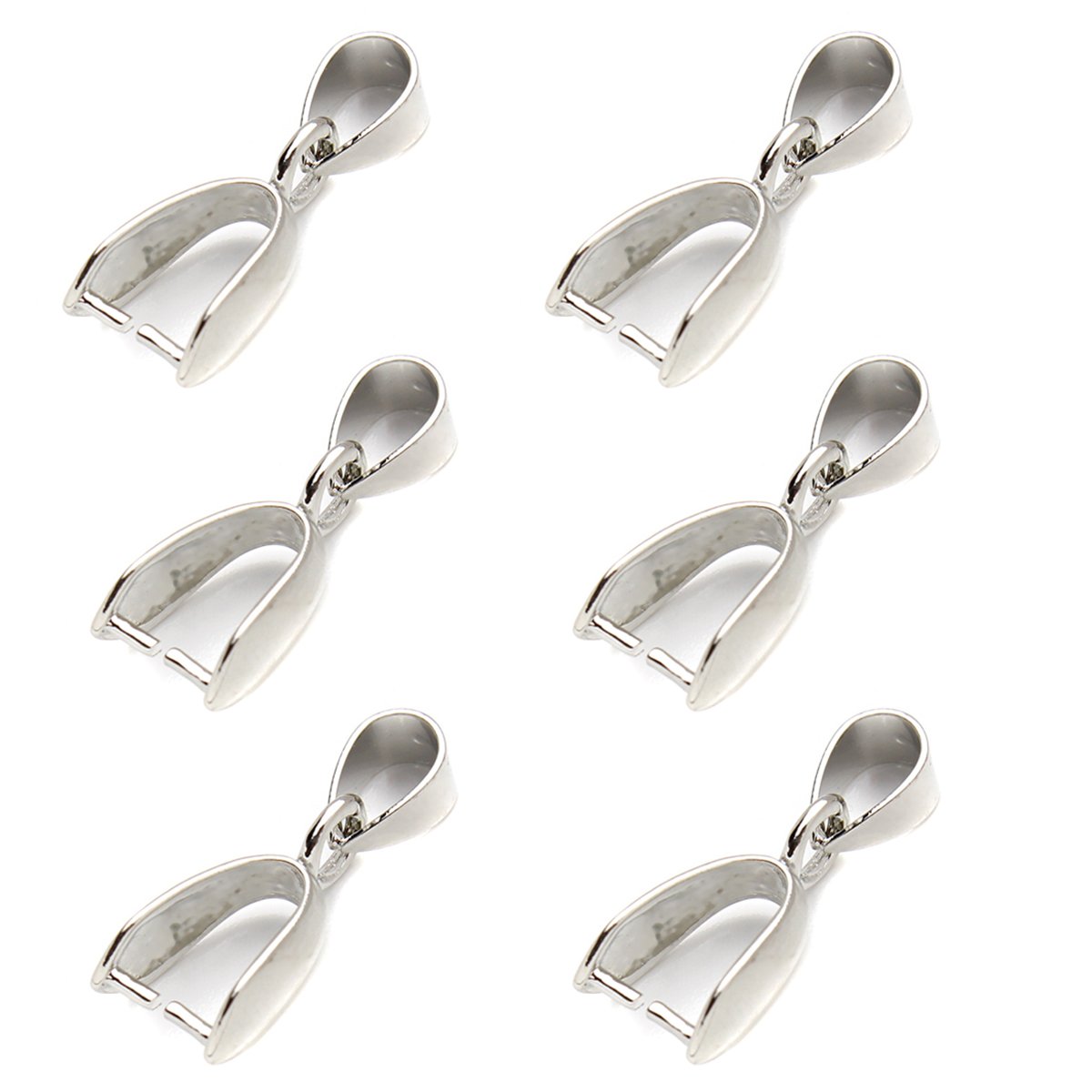 Fodattm 50 Pcs Copper Pinch Clip Clasp Bails Dangle Metal DIY Jewelry Findings Pendant Bail Bead Pendant Connector Necklace Clasps (White K, 7 x 20mm)