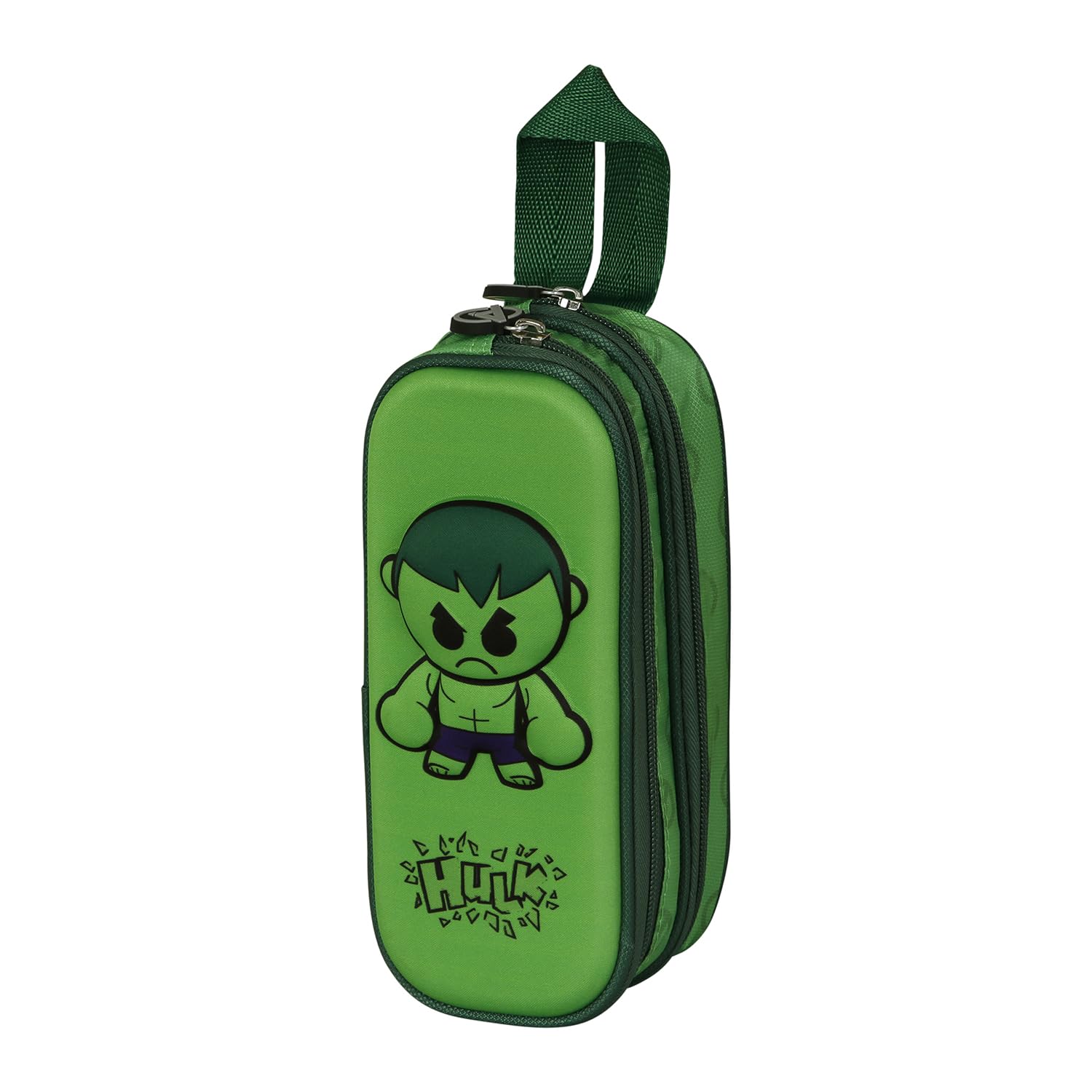 Marvel Hulk Bobblehead-3D Double Pencil Case, Green, 22 x 9.5 cm