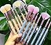 Glitter Makeup Brush Set, Coshine 7pcs Blue Crystal Glitter Makeup Brushes, Acrylic Handle Nylon Hair Makeup Tool Set With Crystal Glitter Pouch
