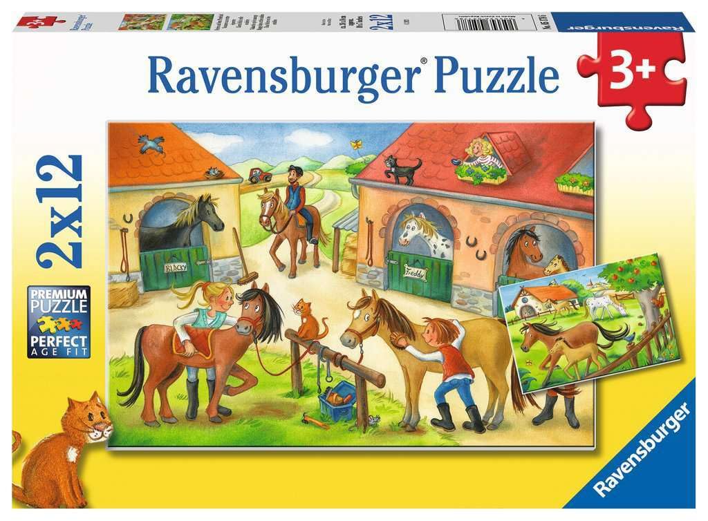 Ravensburger Children's Puzzle - 05178 Holidays on the Horse Farm - Puzzle for Children from 3 Years with 2 x 12 Pieces
