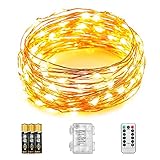 Father.son Dimmable Battery String Lights with Remote Control waterproof 33ft 100 beads leds atmosphere lighting string irrgular DIY shape,Christmas Decoration Lights for Seasonal Holiday (Warm White)