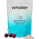 wholier Magnesium Glycinate, Tart Cherry Juice, Chelated Calcium. Calming Nighttime Drink. Natural Support for Sleep, Stress + Relaxation. Night Minerals. (About 25 Servings)