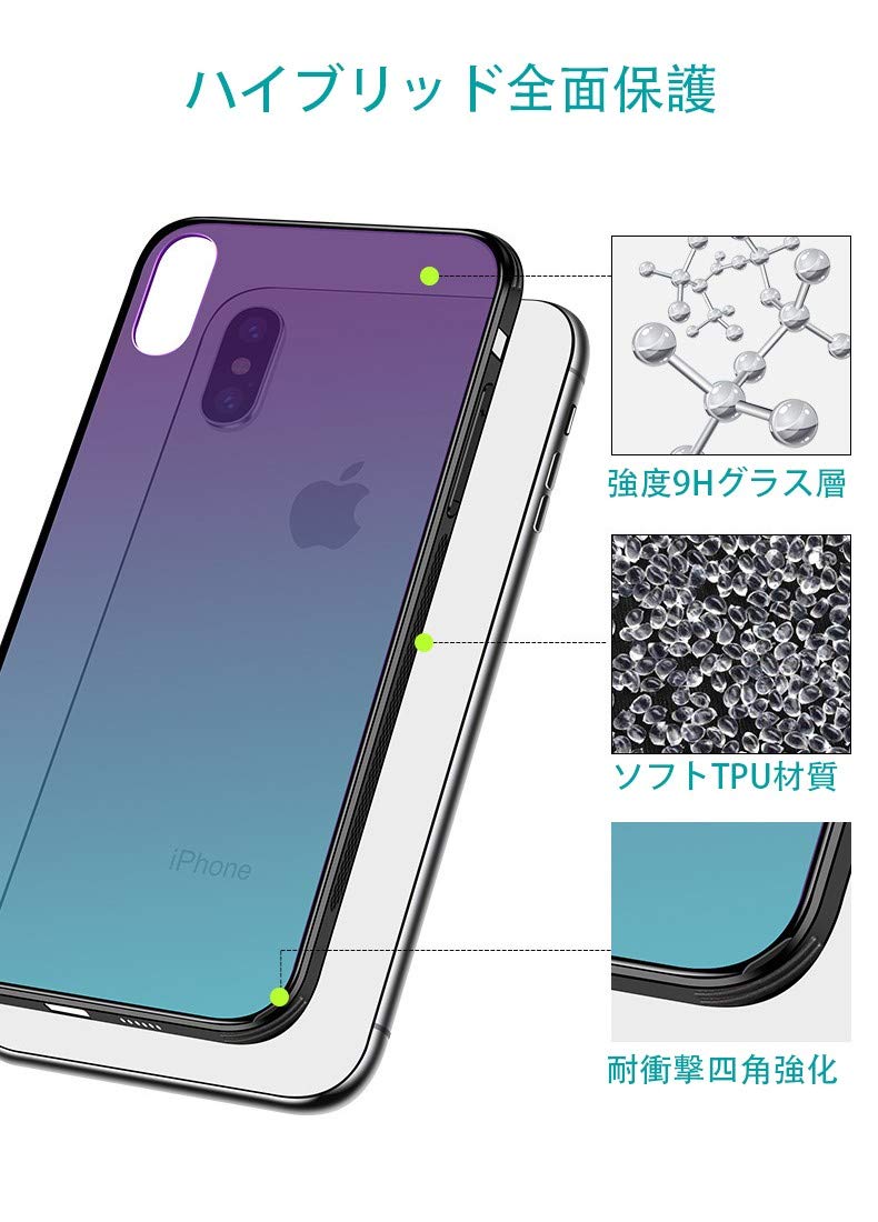 Mua Sumart Iphone X Case Gradient Tempered Glass Case 9h Hardness Tpu Bumper Hard Case Stylish Qi Compatible Scratch Resistant Iphone X Dark Violet Tren Amazon Nhật Chinh Hang 21 Fado