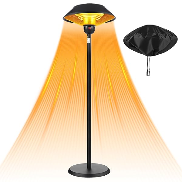 GLOOGLITTER PATIO ELECTRIC OUTDOOR HEATER STAINLESS STEEL 1500W...