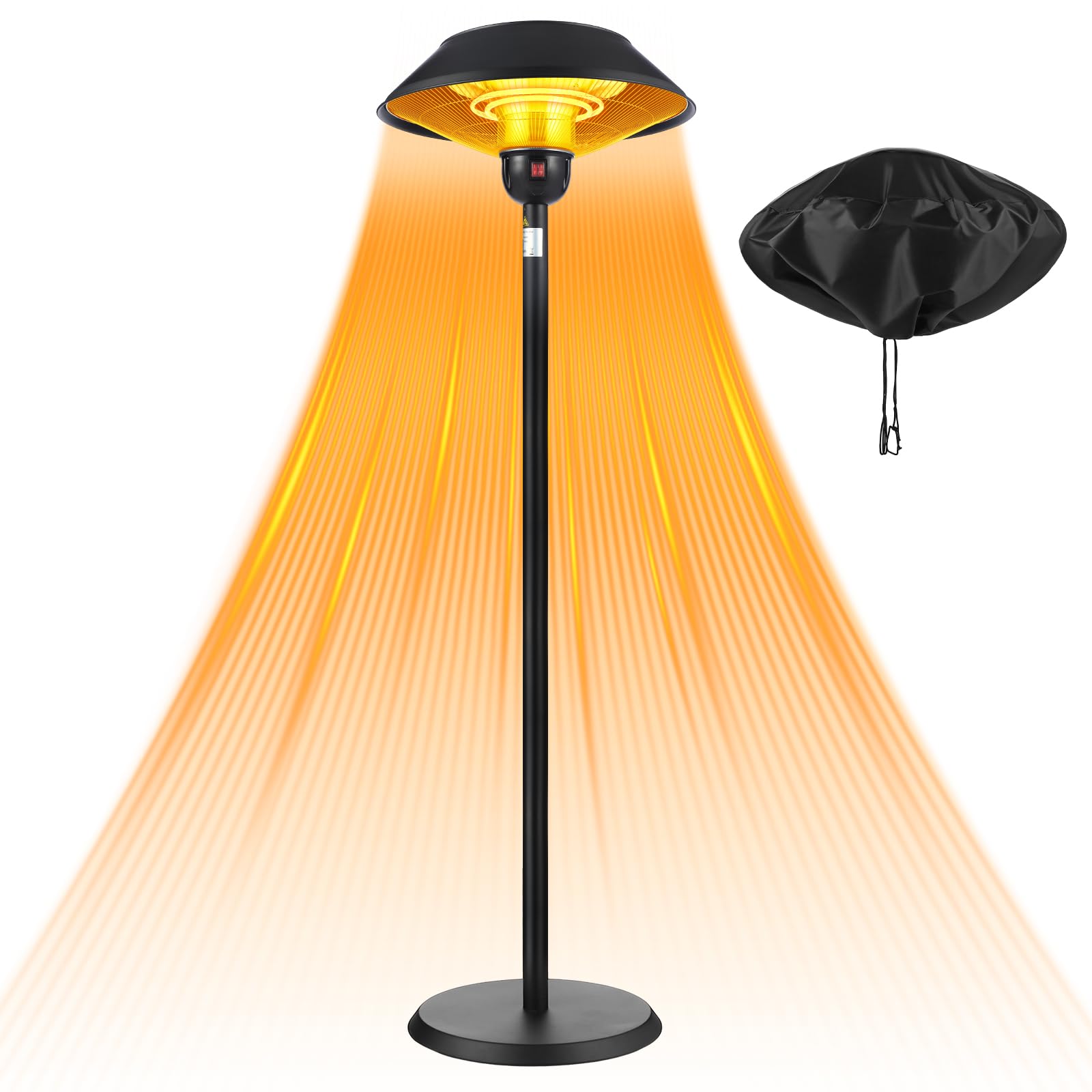 Photo 1 of ***FOR PARTS ONLY/ NON- FUNCTIONAL*** Glooglitter Patio Electric Outdoor Heater Stainless Steel 1500W Standing Infrared Heaters with Dust Cover for Indoor/Outdoor Use, 3 Heat Settings, Fast Heating, Height Adjustable, Tip-Over Protection