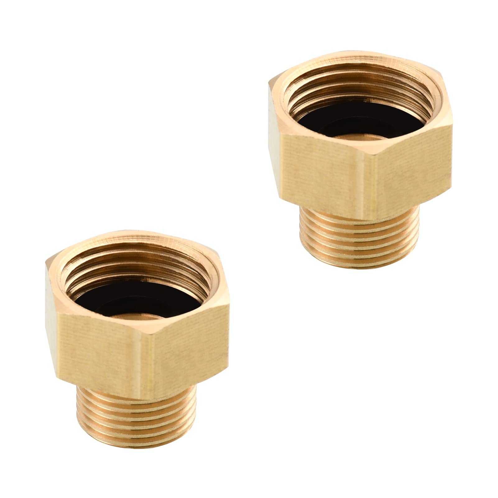 Tecmolog Brass Hose Connector 1/2” Female to 3/8” Male Adapter Fitting for Kitchen Mixer Tap Tails, 2 Pack, SBA025A-2