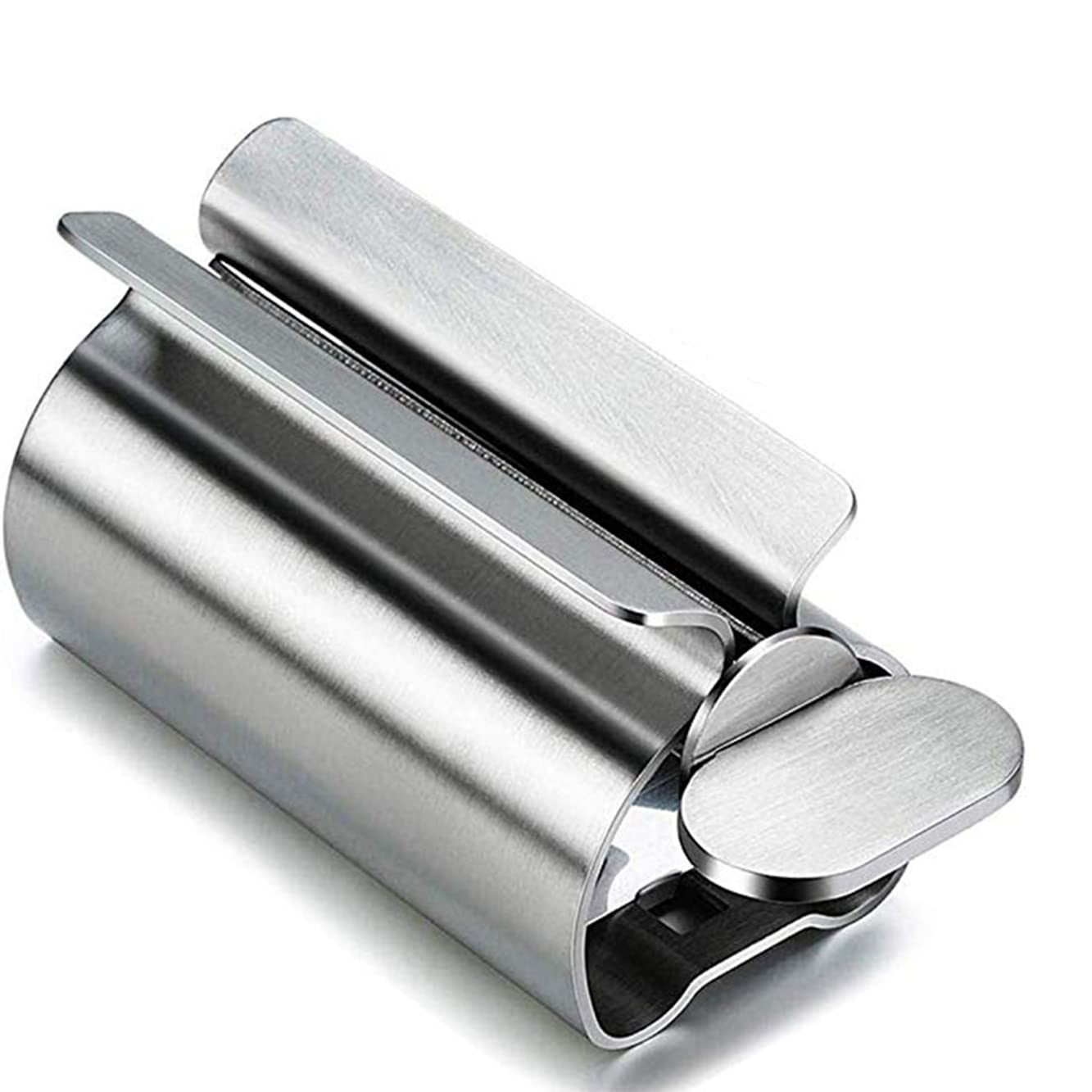 Guokoo Toothpaste Squeezer, Metal Toothpaste Tube Wringer Seat Holder Stand for Toothpaste, Hand Cream or Mustard Sauce (Stainless Steel)