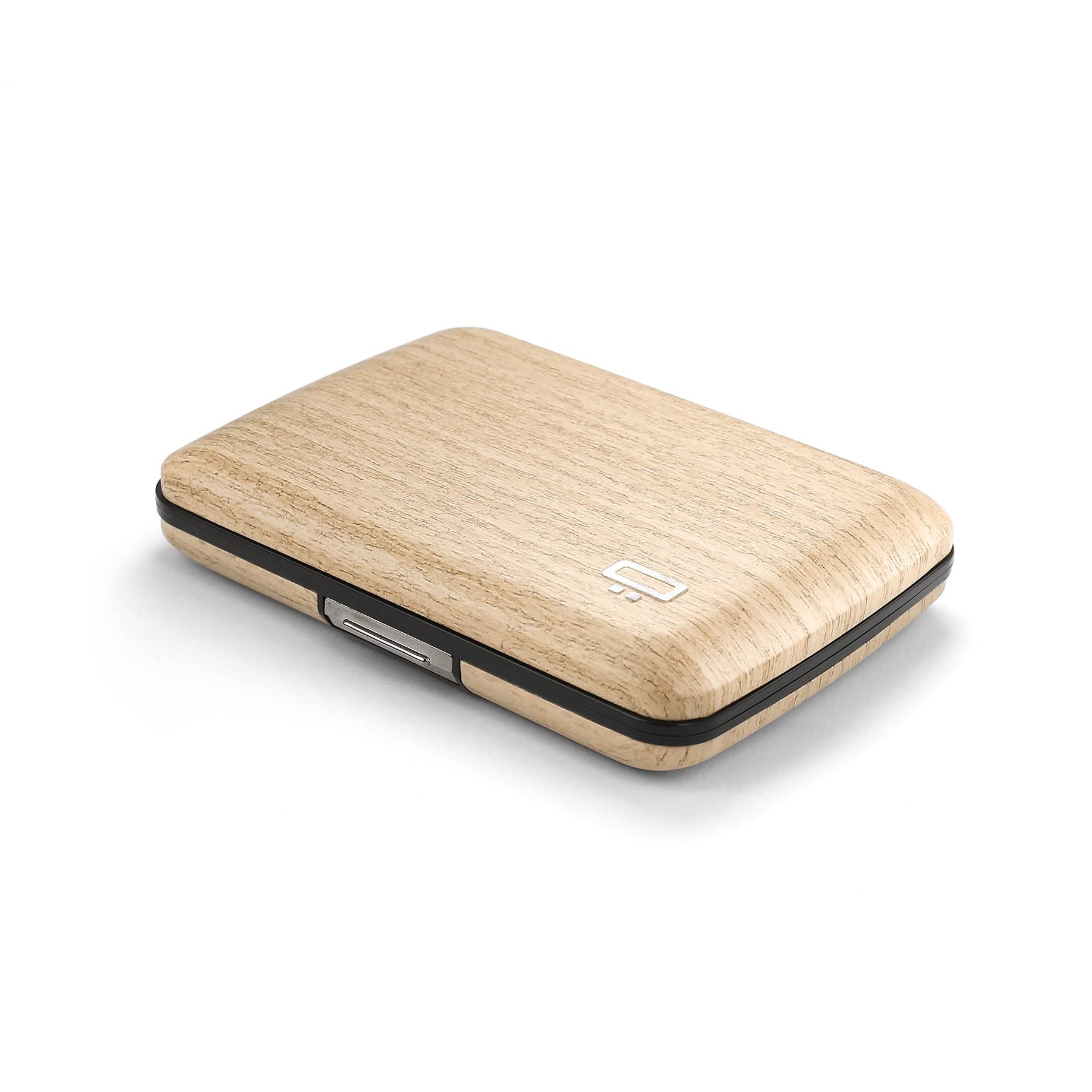 ÖGON -DESIGNS- Aluminium Card Holder with Metal Lock, RFID Protection Against Fraud and demagnetization, Compact Wallet, Smart Case Oslo Model (Bamboo Effect)