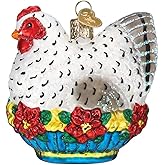 Old World Christmas French Hen Glass Blown Ornament for Christmas Tree, Handcrafted Holiday Decoration, Twelve Days Collection