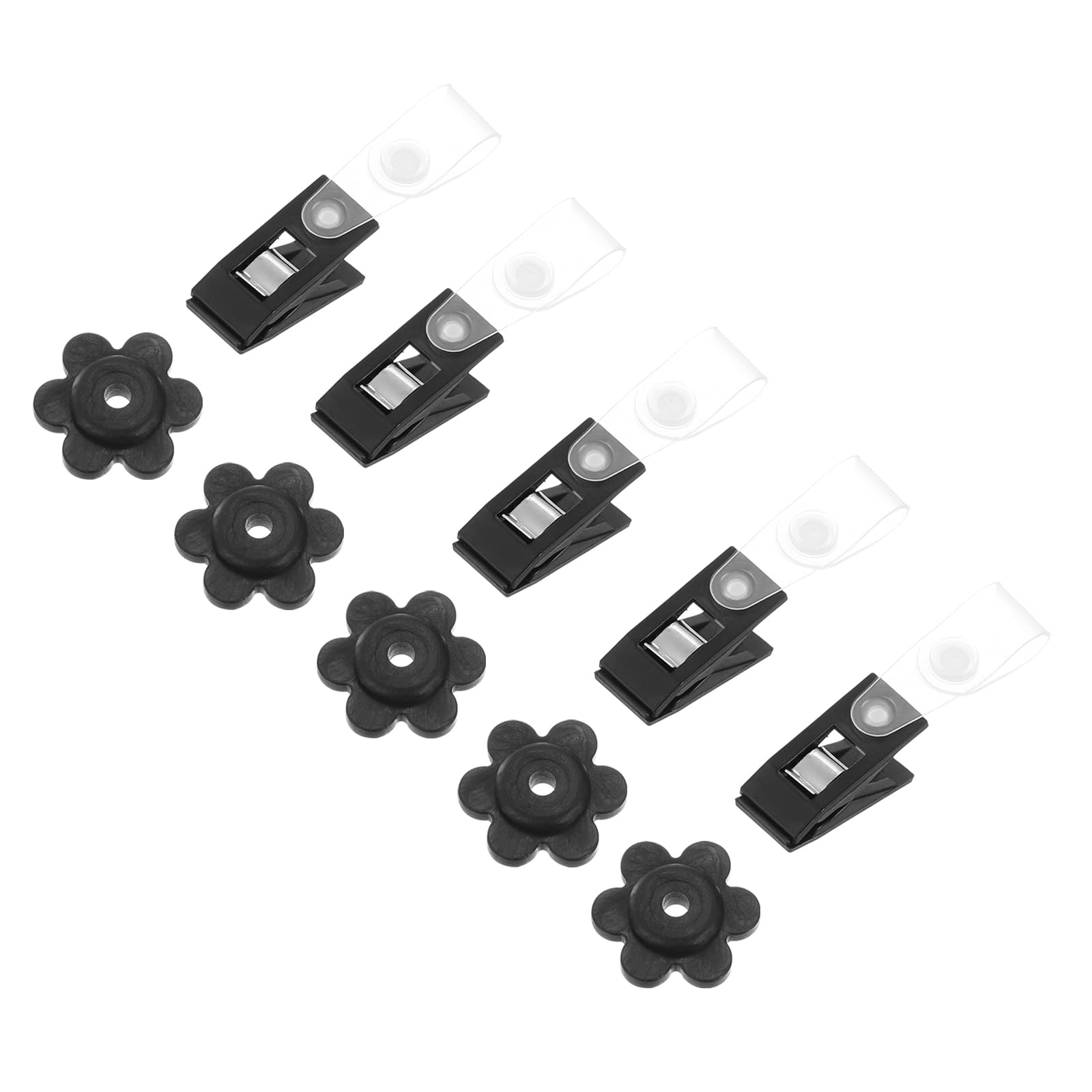 PATIKIL Garden Flag Rubber Stoppers and Anti-Wind Clips, 5 Pack Adjustable Flag Stops Accessories for Garden Flag Poles Stand to Keep Flags in Place, Black