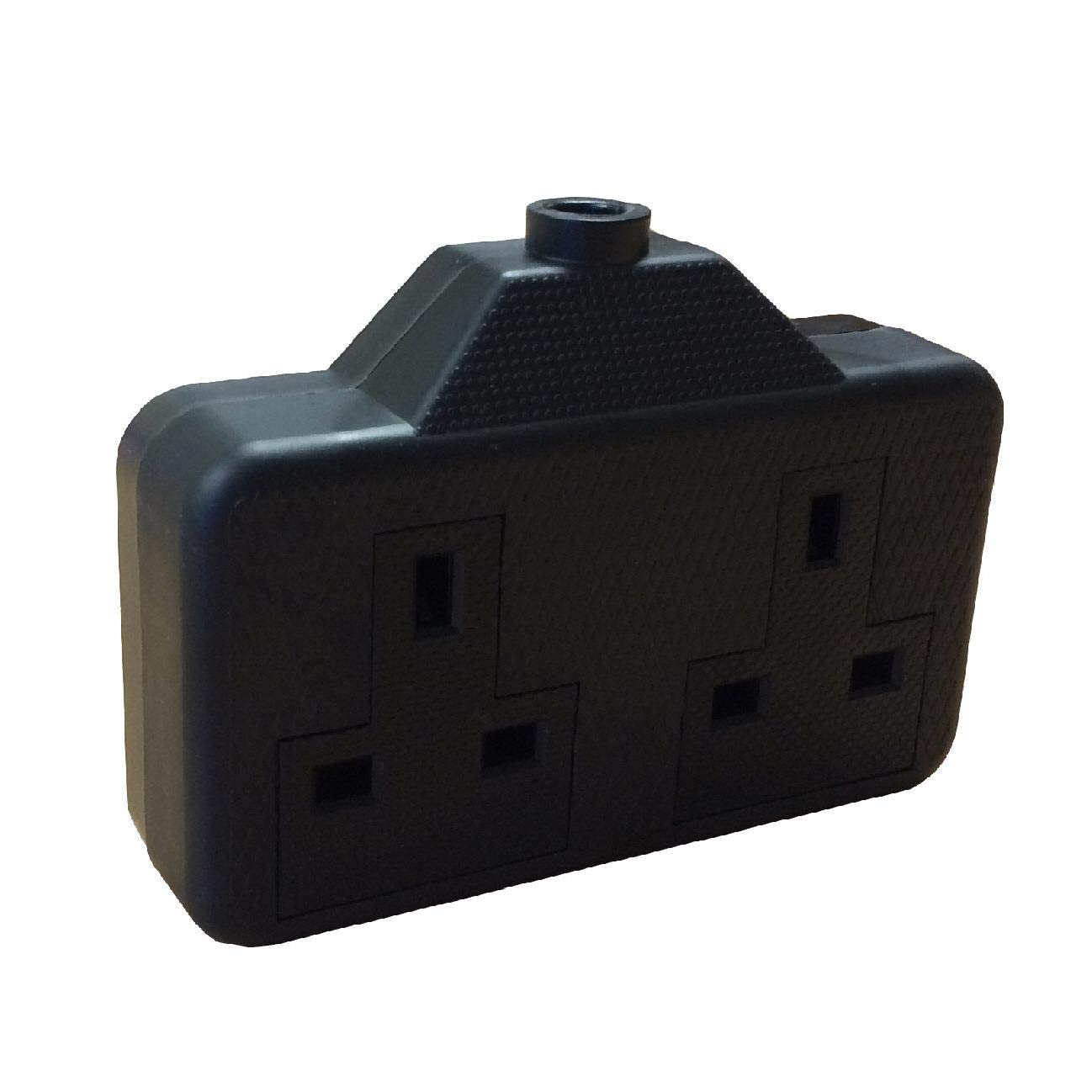 Black High Impact Extension Lead Double Socket/Heavy Duty Electrical Twin 2 Gang