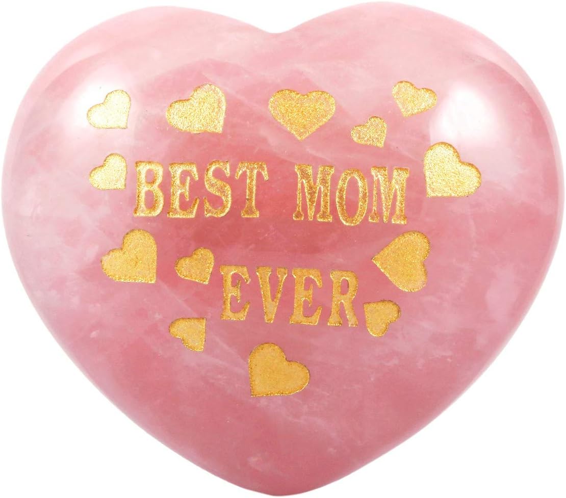 Indoor Fountains & Accessories - Rockcloud Healing Crystal 1.6 inch Rose Quartz Heart Love Carved Palm Worry Stone Chakra Reiki Balancing