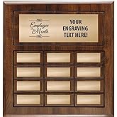 Employee Of The Month Plaque, 12 Plate Perpetual Plaque With Free Custom Engraving