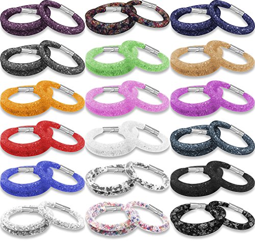 LUNA Crystal Stardust Bracelet with Swarovski Elements, Magnet Clamp (22 Colors)