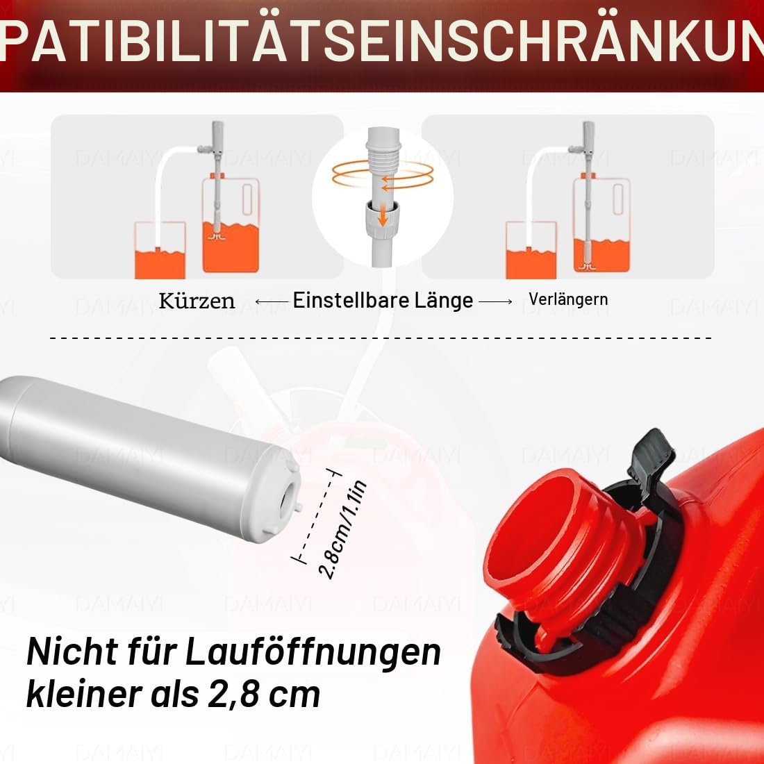 Benzinpumpe für kanister – 2026 UPGRADE 3.2 GPM, Dual-Strom (USB-C/AA), Elektrische Kraftstoff Umfüllpumpe mit Auto-Stop, Kanisterpumpe für Diesel, 51-Zoll-Schlauch mit teleskopischer Fasspumpe 4