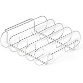 Amazon Basics Stainless Steel Rib Rack for Smoking and Grilling, Holds up to 4 Full Racks, Dishwasher-Safe BBQ Accessory, Silver, 1-Pack
