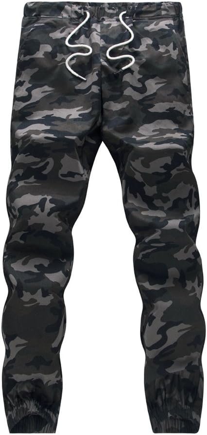 HANQIUMens Camo Joggers Pants Drawstring Casual Camouflage Jogger Sweatpants Sport Stretch Trousers Slim fit…
