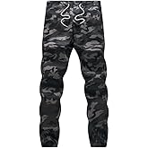 HANQIU Mens Camo Joggers Pants Drawstring Casual Camouflage Jogger Sweatpants Sport Stretch Trousers Slim fit…