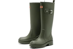 LEZZGLT Rain Boots for Women, Anti-Slip Rubber Boots Waterproof Garden Muck Boots Durable Slip Resistant, Tall Water Shoes Comfort Fishing Boot Knee High Work