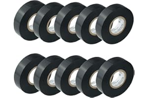 GTSE Black Electrical Tape, 10 Rolls – Waterproof, Industrial Grade Vinyl, 3/4 in x 66ft– Strong Self-Adhesive PVC Electric Tape for Wire Insulation, 7 Mil, 600V – UL/CSA Listed