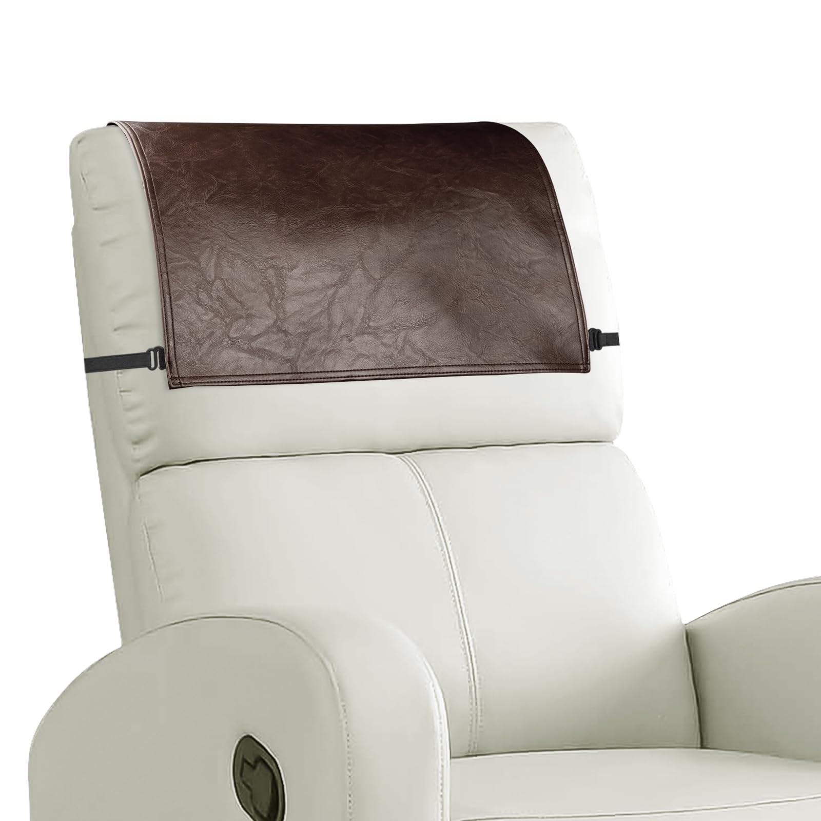 Photo 1 of NZDWZDN Headrest Cover for Recliner Chair Recliner Headrest Protector Faux Leather Headrest Cover with Elastic Straps Couch Headrest Covers for Furniture Sofa Protector 17 x 27In(Chocolate Brown)