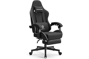 Dowinx Gaming Chair with Pocket Spring Cushion, Computer Office Game Chair, Linkage Armrests and Footrest, High Back Ergonomic Computer Chair with Lumbar Support Task Chair with Footrest(Black)