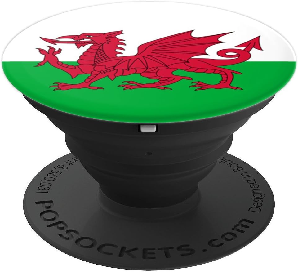 Wales Flag Welsh Red Dragon PopSockets PopGrip: Swappable Grip for Phones & Tablets PopSockets Standard PopGrip