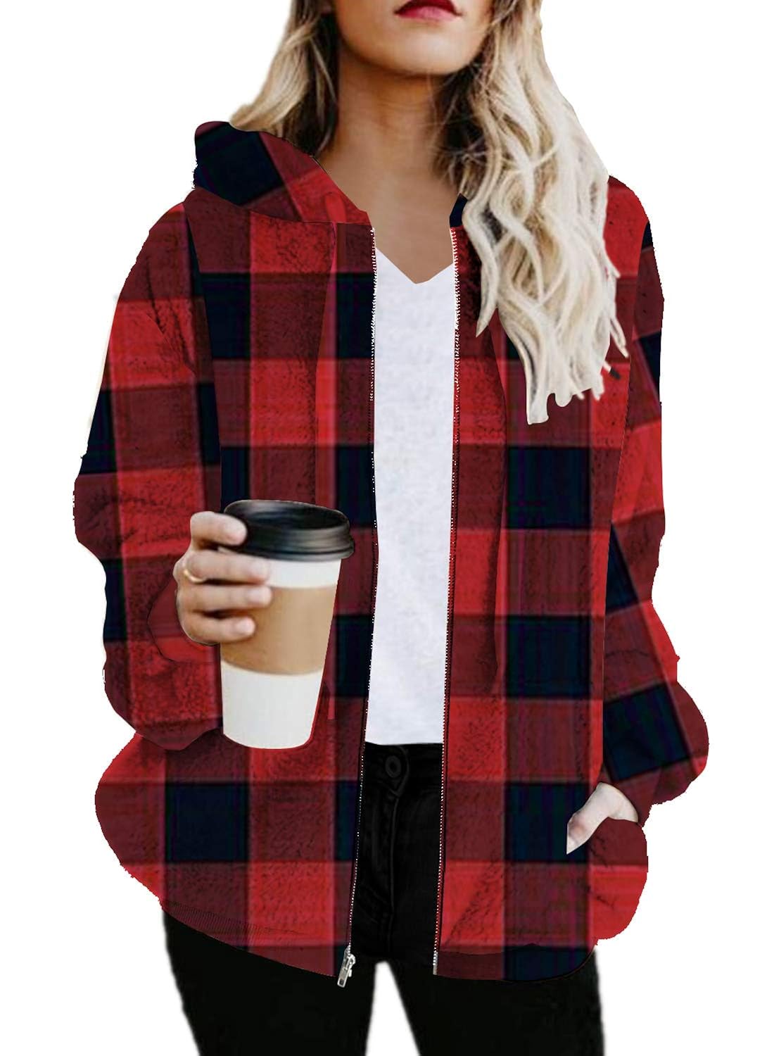 ETCYY NEW Women Leopard Print Oversized Hoodies Coat Zip Up Faux Shearling Cardigan Jacket 