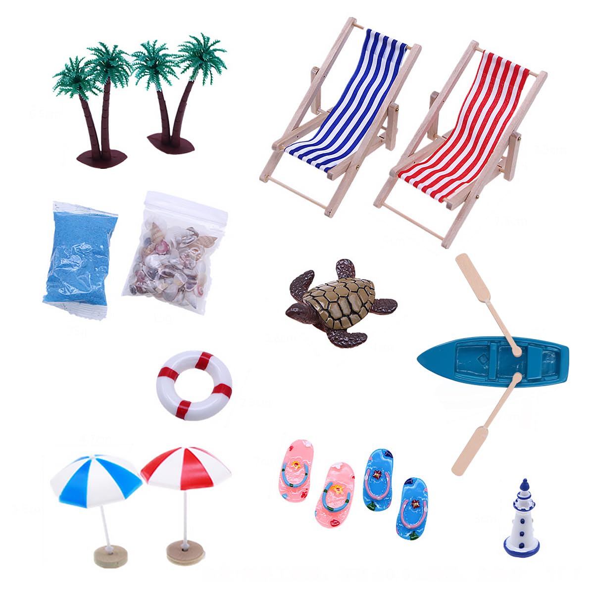 ANCLLO 14PCS Beach Micro Landscape Miniature Decoration Sandpit Dollhouse Model Making Garden Plant Decoration