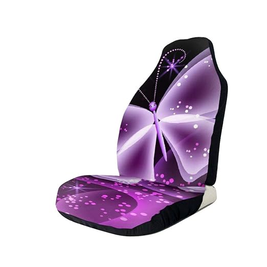 Car Seat Cover Full Set, Cute Purple Butterfly Printed Car