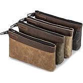 Hamks Waxed Canvas Tool Pouches 4 Pack – 11-Inch Heavy-Duty Zipper Tool Bags Set, Waterproof Utility Storage Pouches for Tools, Cables, Gear & Supplies – Rugged Tool Organizer Bags
