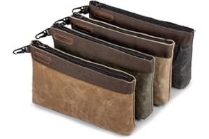 Hamks Waxed Canvas Tool Pouches 4 Pack – 11-Inch Heavy-Duty Zipper Tool Bags Set, Waterproof Utility Storage Pouches for Tools, Cables, Gear & Supplies – Rugged Tool Organizer Bags