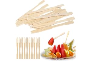 300 Pcs Bamboo Forks, Disposable Cutlery Forks Picks for Party, Banquet, Buffet, Catering,Natural Wood Fruit Appetizer Vegeta