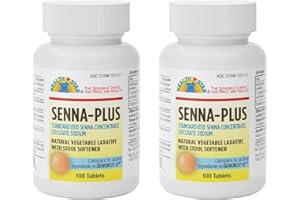 GeriCare Senna Plus Natural Vegetable Laxative with Stool Softener, Generic for Senekot | Docusate Sodium 50mg, Sennosides 8.6mg 100 Count (Pack of 2)
